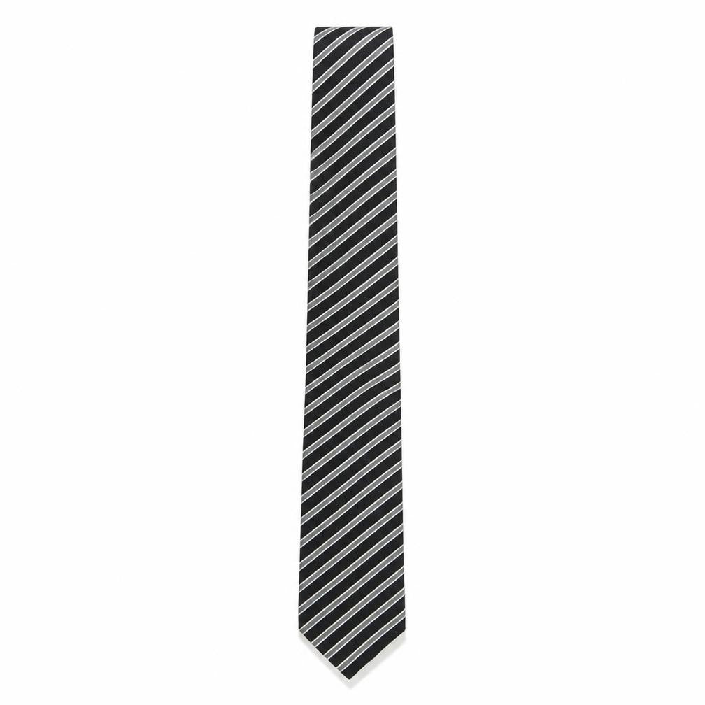 Frank Rostron Men’s Black Striped Silk Tie