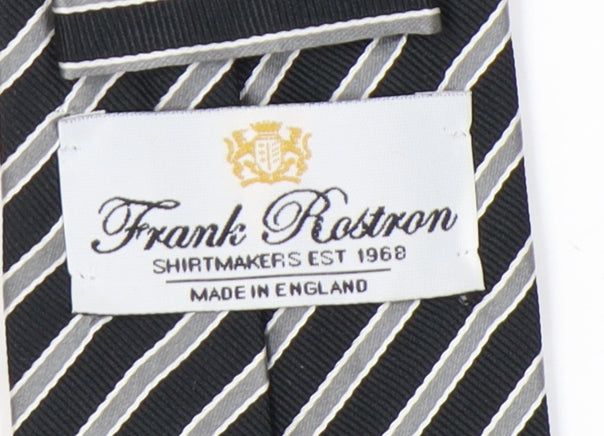 Frank Rostron Men’s Black Striped Silk Tie