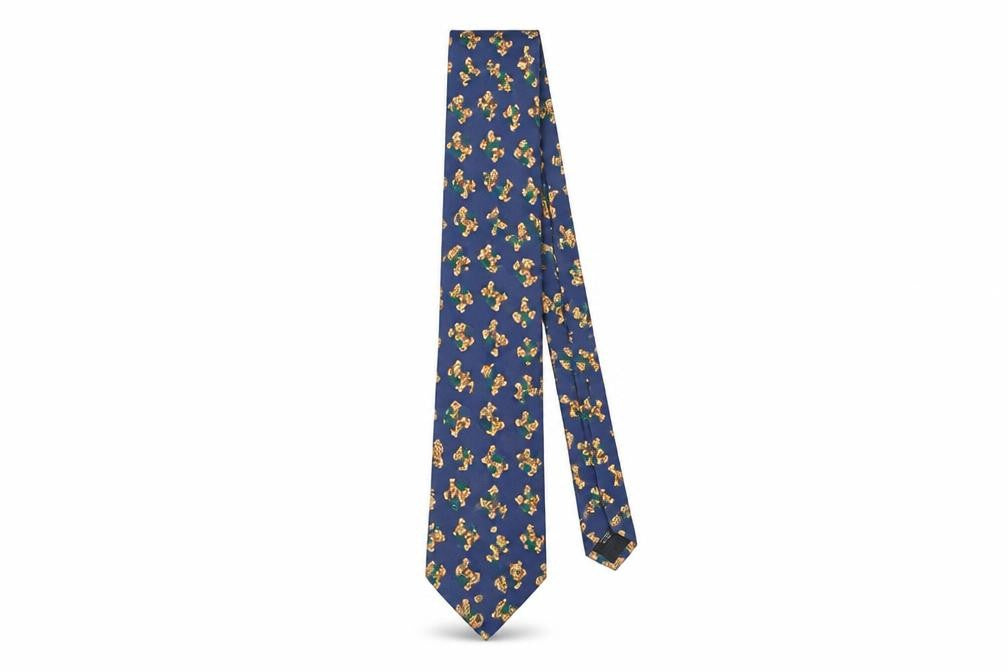 IL David Silk Blue Teddy Bear Men's Tie