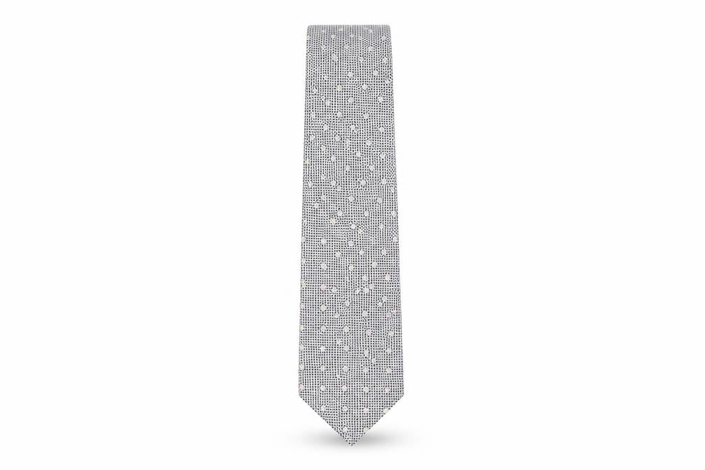 Jaeger Men's Grey Designer Silk Polka Dot Tie