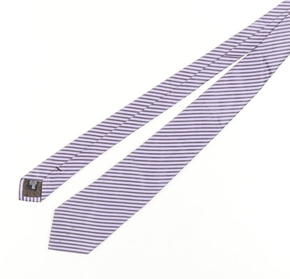 Additional front view of Giorgio Armani Men's Purple Striped Silk Tie