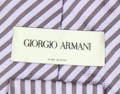 Close-up detail of Giorgio Armani Men's Purple Striped Silk Tie