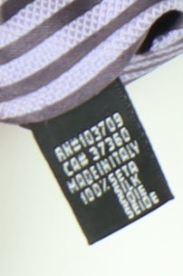 Brand and care label for Giorgio Armani Men's Purple Striped Silk Tie