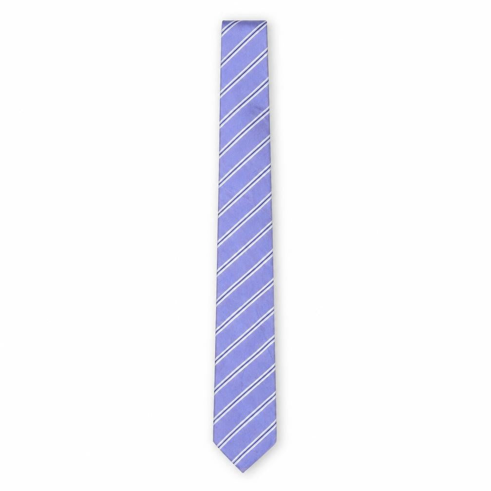Frank Rostron Men's Purple Silk Striped Designer Tie