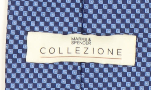 Marks & Spencer Men's Blue Silk Geometric Tie One Size