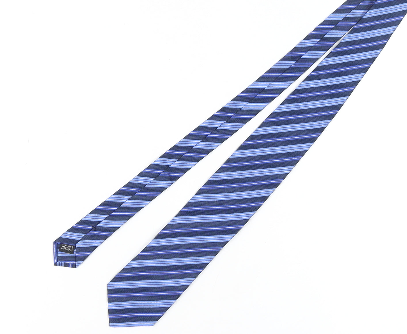 Frank Rostron Men's Blue Silk Striped Tie, One Size