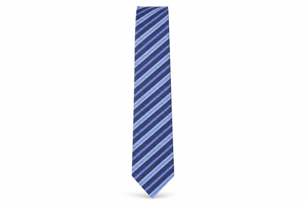 Frank Rostron Men's Blue Silk Striped Tie, One Size