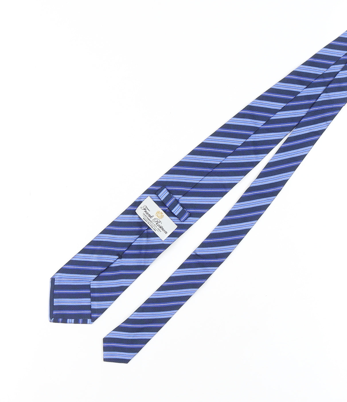Frank Rostron Men's Blue Silk Striped Tie, One Size