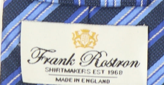 Frank Rostron Men's Blue Silk Striped Tie, One Size