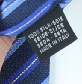 Frank Rostron Men's Blue Silk Striped Tie, One Size