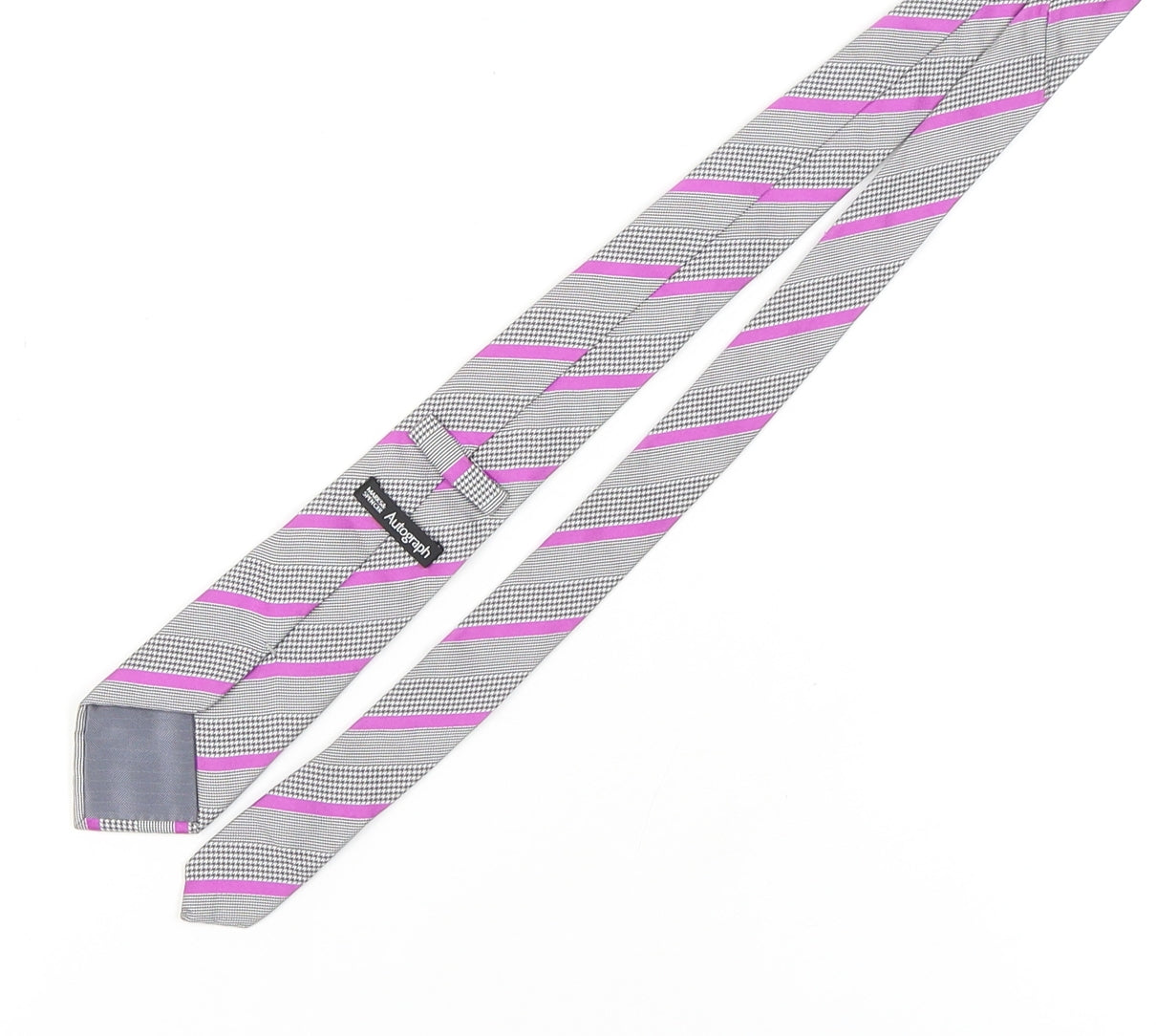 Marks & Spencer Men's Grey Striped Slim Silk Tie