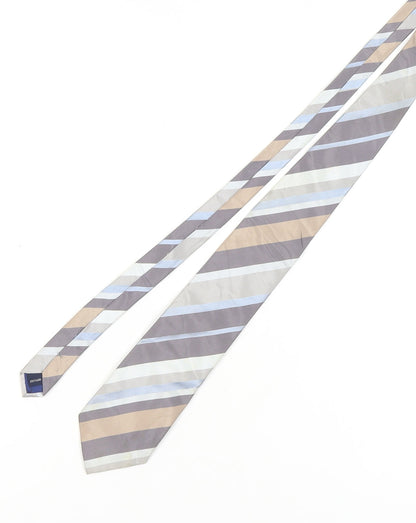 Jasper Conran Men's Silk Striped Tie in Blue Beige