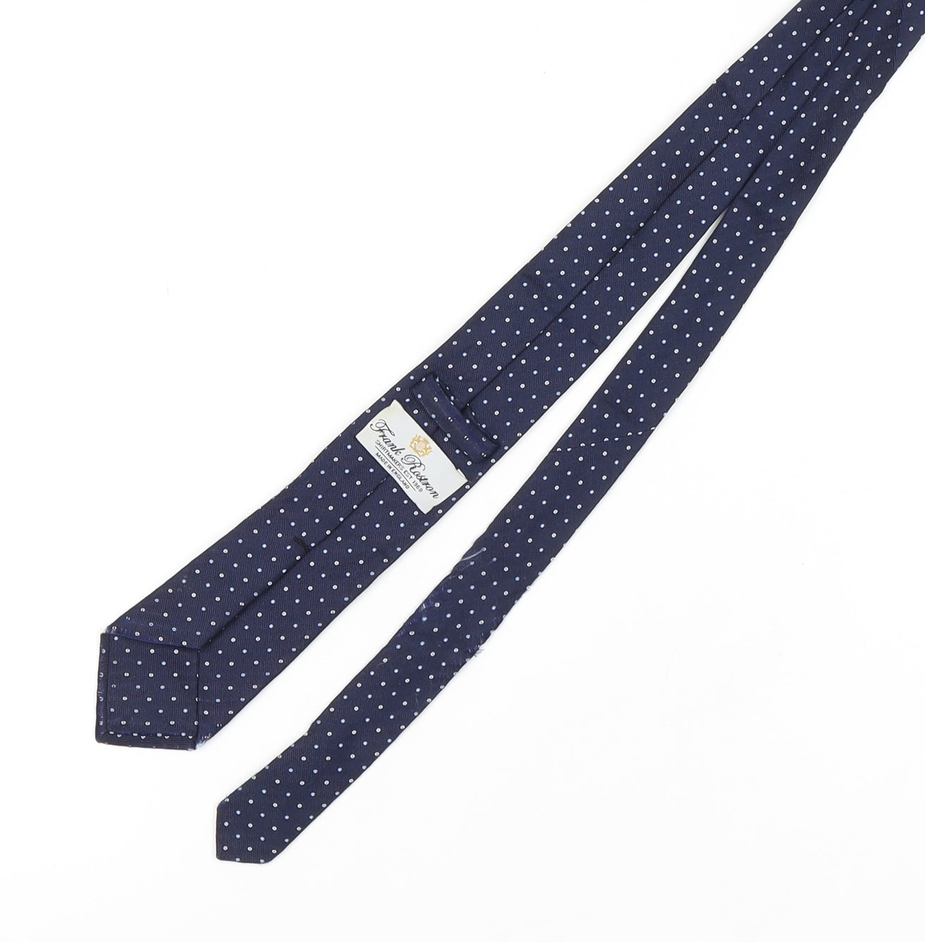 Frank Rostron Men's Blue Silk Polka Dot Slim Tie
