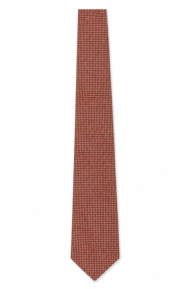 Silk Shop Men's Red Geometric Silk Tie