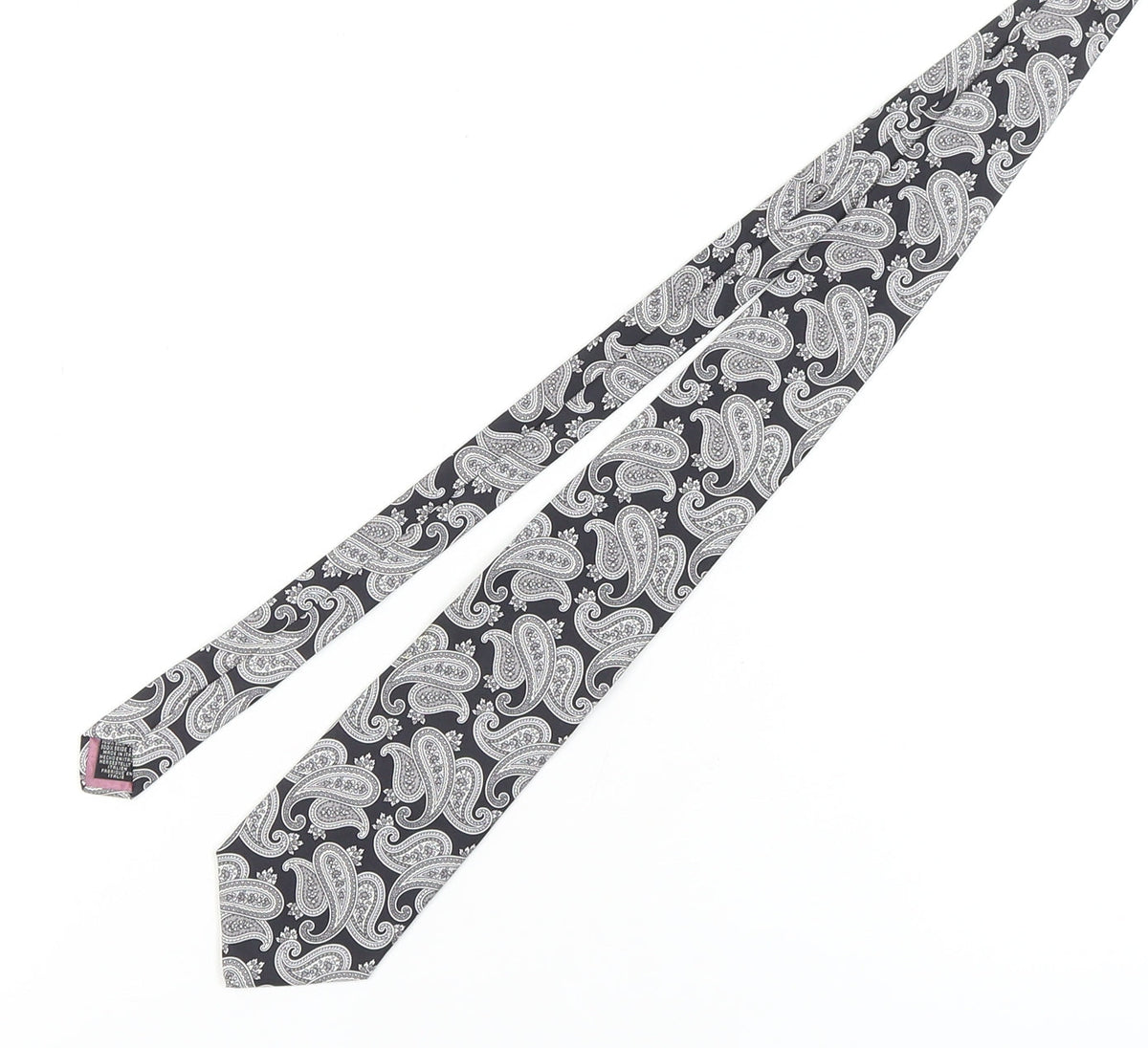 Windsor Men's Black Silk Paisley Tie - Elegant Formalwear