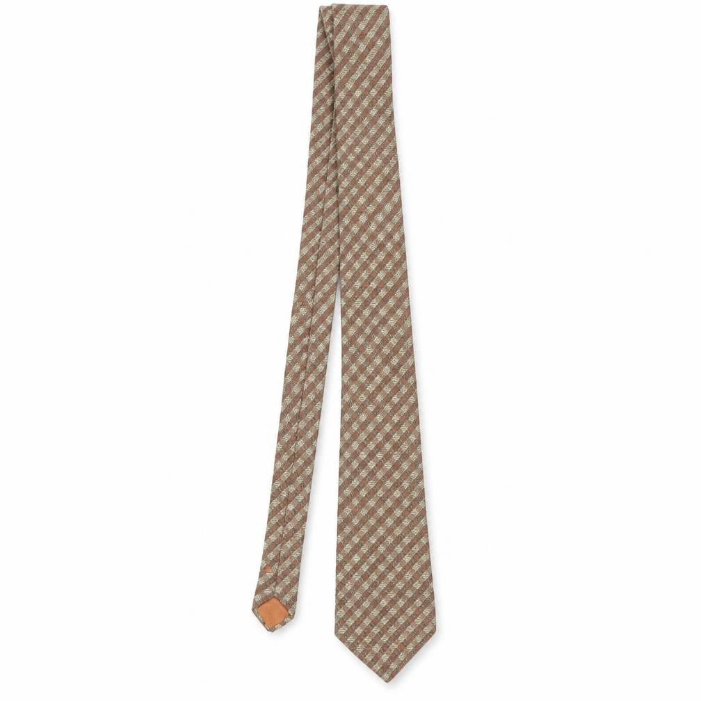 St Michael Men's Brown Plaid Wool Vintage Tie