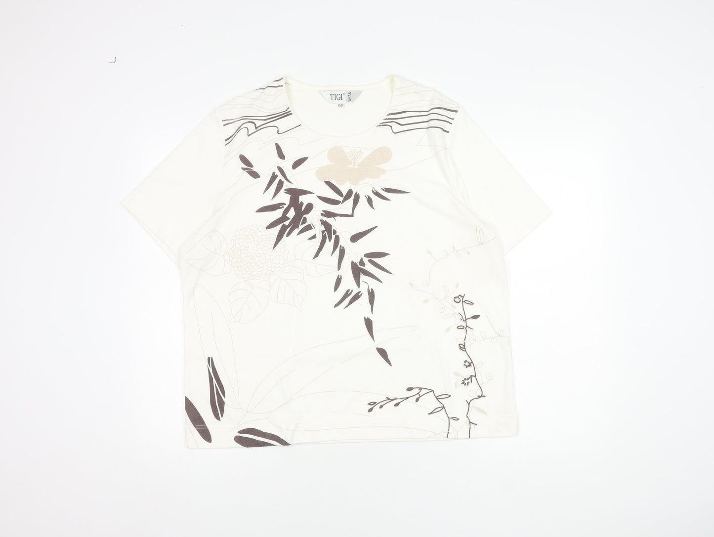TIGI Wear Women's White Floral Plus Size T-Shirt
