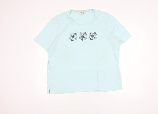 TIGI Wear Women's Blue Plus Size Floral T-Shirt