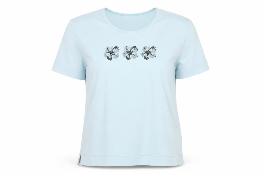TIGI Women's Blue Plus Size Floral T-Shirt
