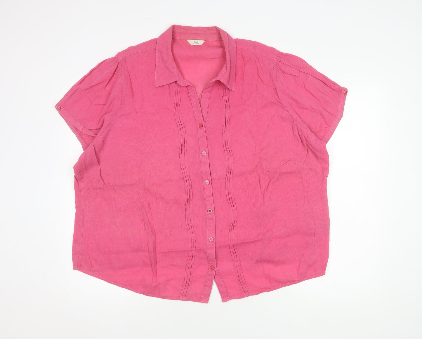 Marks and Spencer Women's Pink Button-Up Blouse Size 22