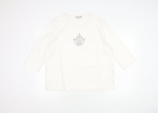 TIGI Wear Women's White Rhinestone T-Shirt Size 22