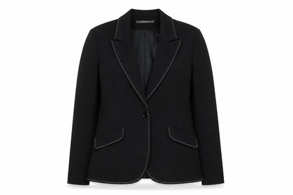 River Island Women's Black Blazer Size 10, Lined, One-Button