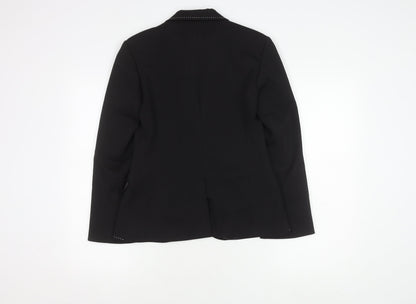 River Island Women's Black Blazer Size 10, Lined, One-Button