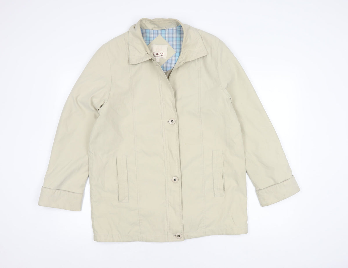 EWM Women's Beige Mid-Length Button Coat Size 12