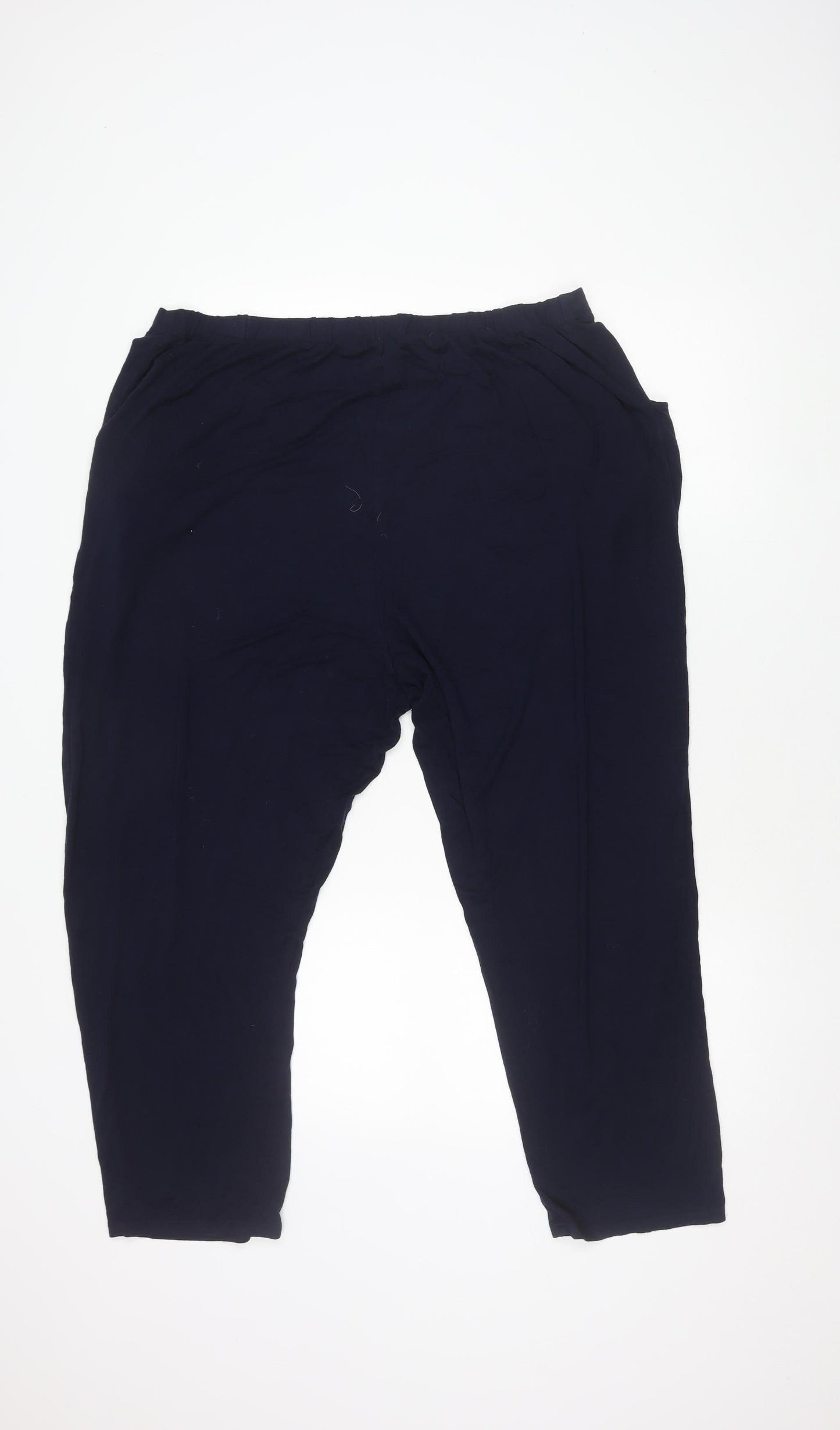 M&Co Women's Blue Plus Size Trousers Elastic Waist