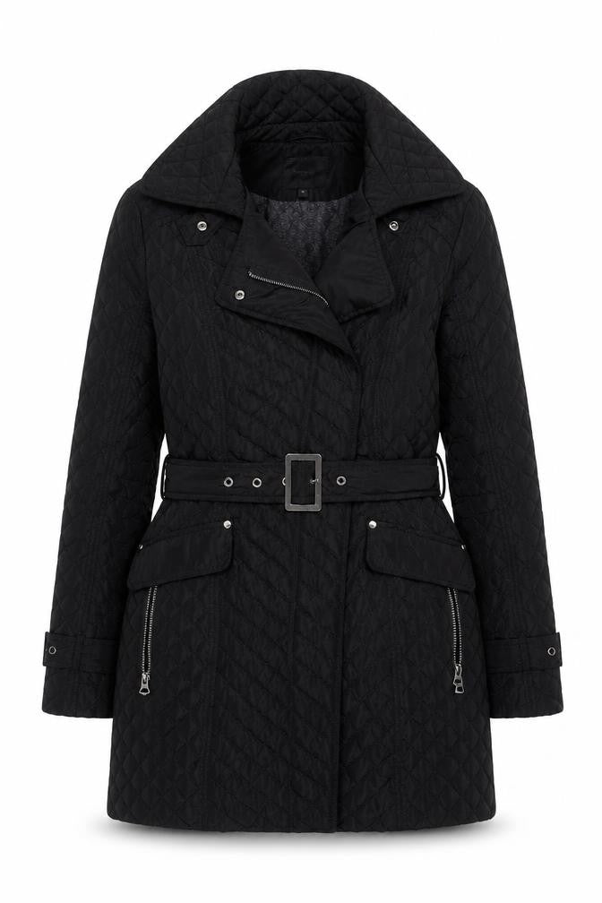 Next Men's Quilted Black Hooded Jacket Size 8