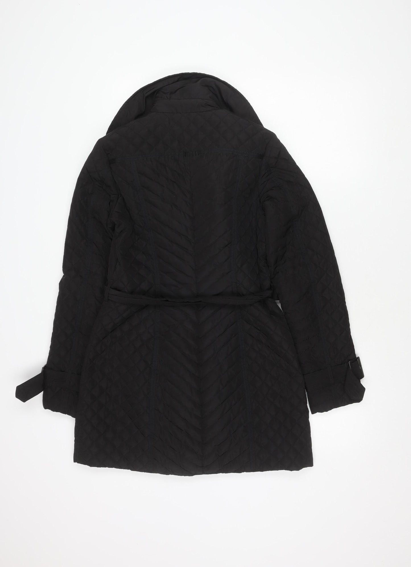 Next Men's Quilted Black Hooded Jacket Size 8