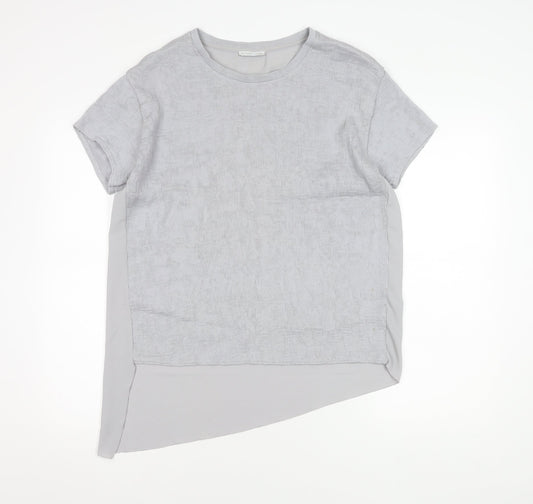 Zara Women's Grey Crew Neck T-Shirt Size 12
