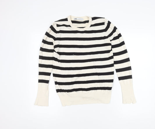 Zara Women's Black XL Striped Pullover Jumper