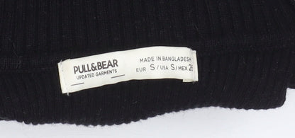 Pull&Bear Women's Black Striped Pullover Jumper S