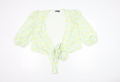 Additional front view of ASOS DESIGN Women's Floral Puff Sleeve Wrap Top