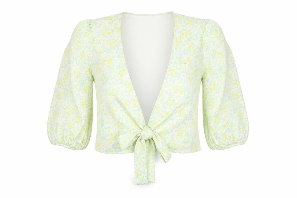 ASOS DESIGN Women's Floral Puff Sleeve Wrap Top