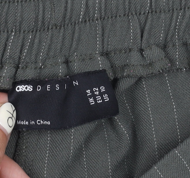 ASOS Women's Striped Grey Trousers Size 14