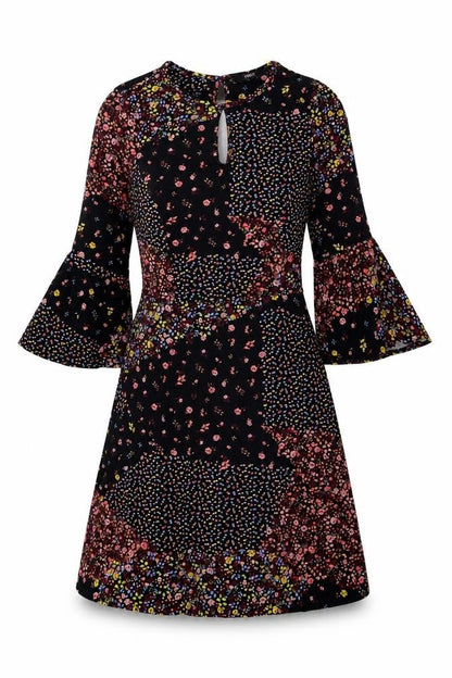 Next Women's Black Floral Dress Size 6 Long Sleeve