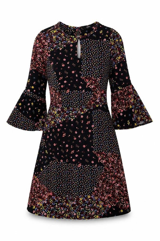 Next Women's Black Floral Dress Size 6 Long Sleeve