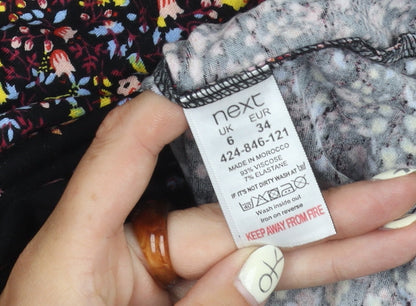 Next Women's Black Floral Dress Size 6 Long Sleeve