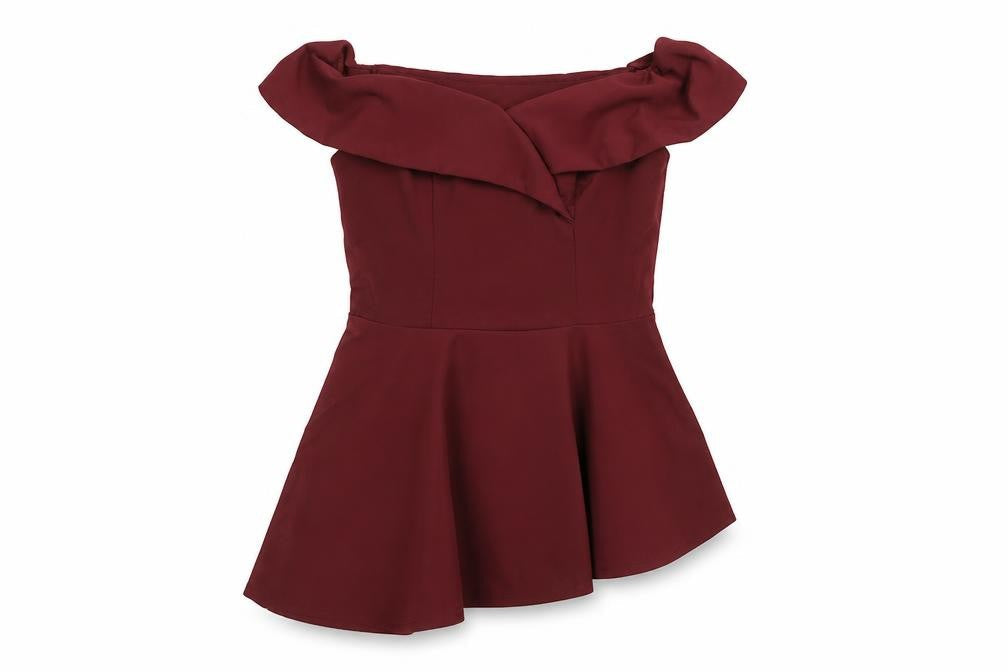 Jasambac Women's Red Off Shoulder Tunic Sleeveless S