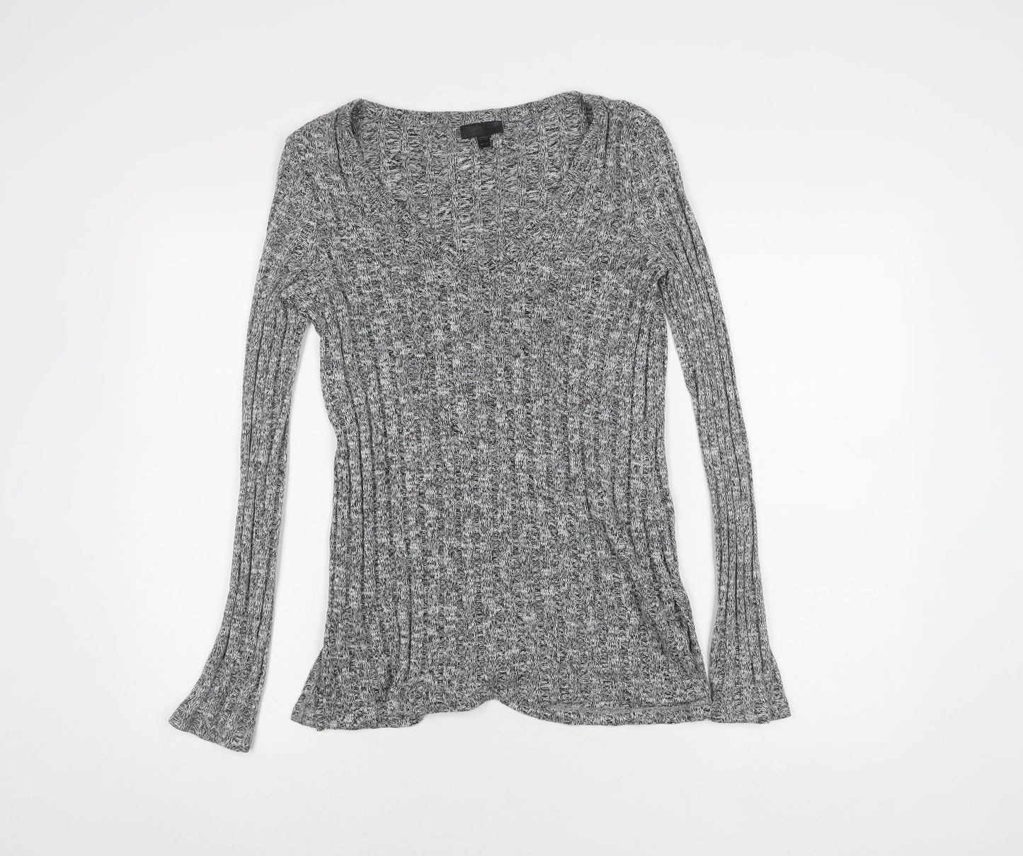 Topshop Women's Grey Knit V-Neck Pullover Jumper Size 12