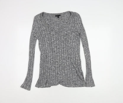 Topshop Women's Grey Knit V-Neck Pullover Jumper Size 12