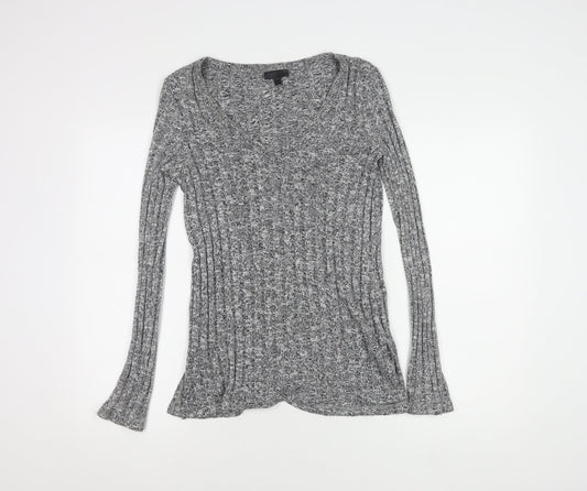 Topshop Women's Grey Knit V-Neck Pullover Jumper Size 12