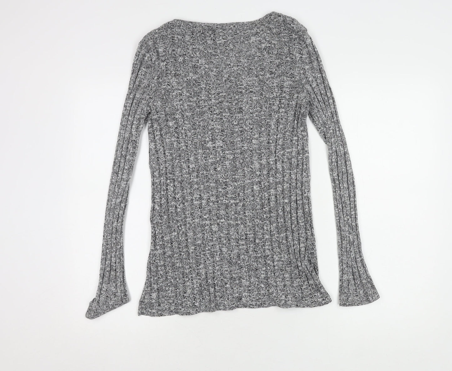 Topshop Women's Grey Knit V-Neck Pullover Jumper Size 12