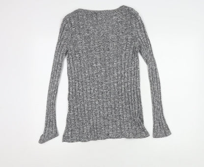 Topshop Women's Grey Knit V-Neck Pullover Jumper Size 12