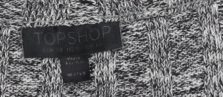 Topshop Women's Grey Knit V-Neck Pullover Jumper Size 12