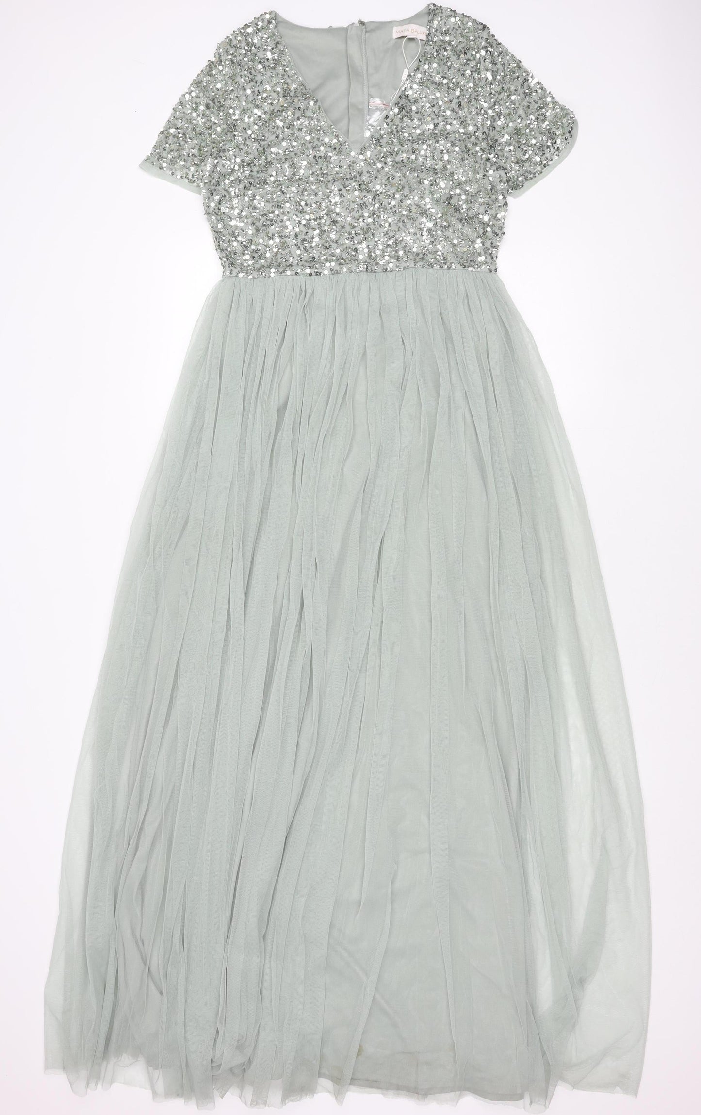 Maya Deluxe Grey Maxi Dress Women Sequin Long Party