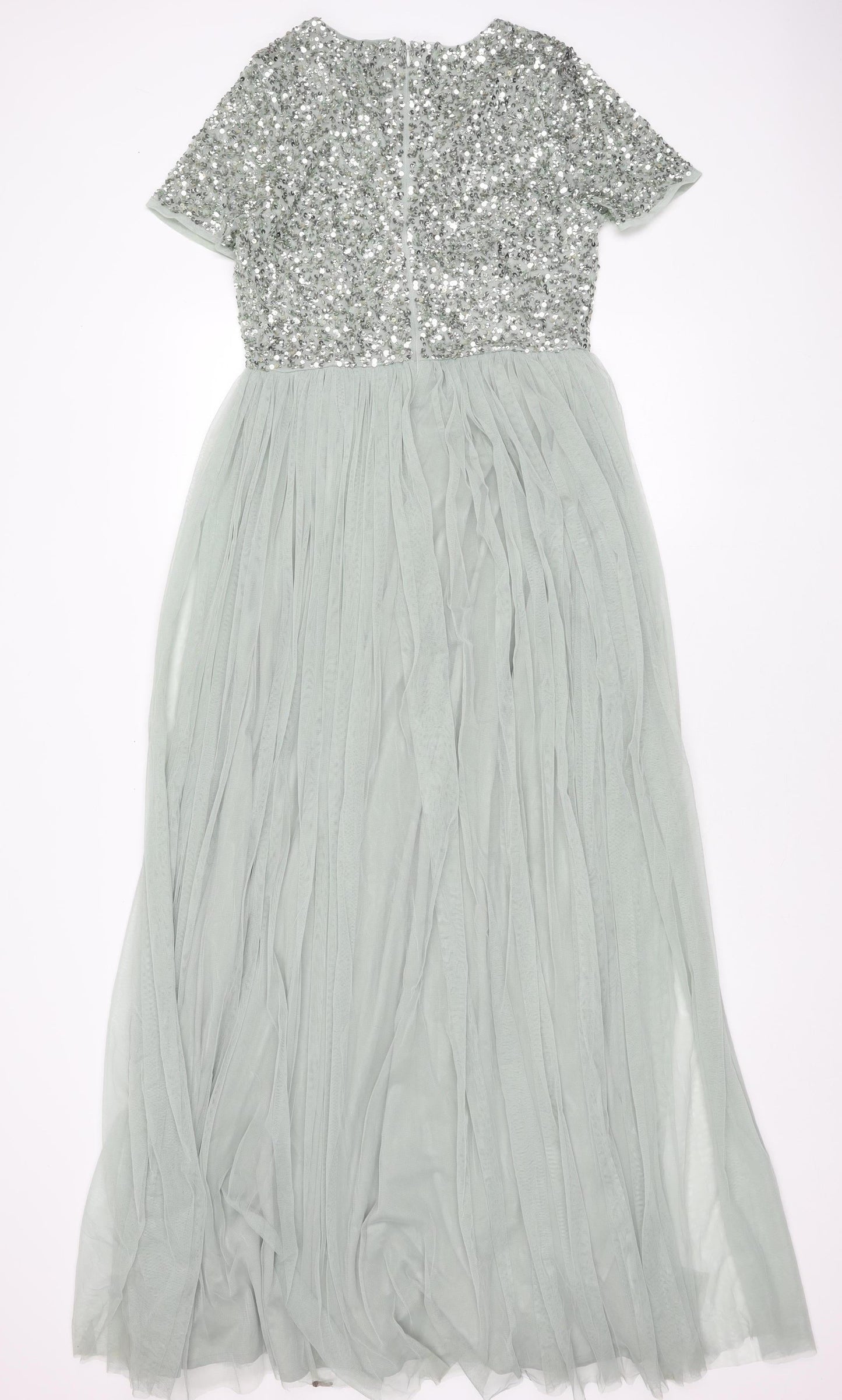 Maya Deluxe Grey Maxi Dress Women Sequin Long Party