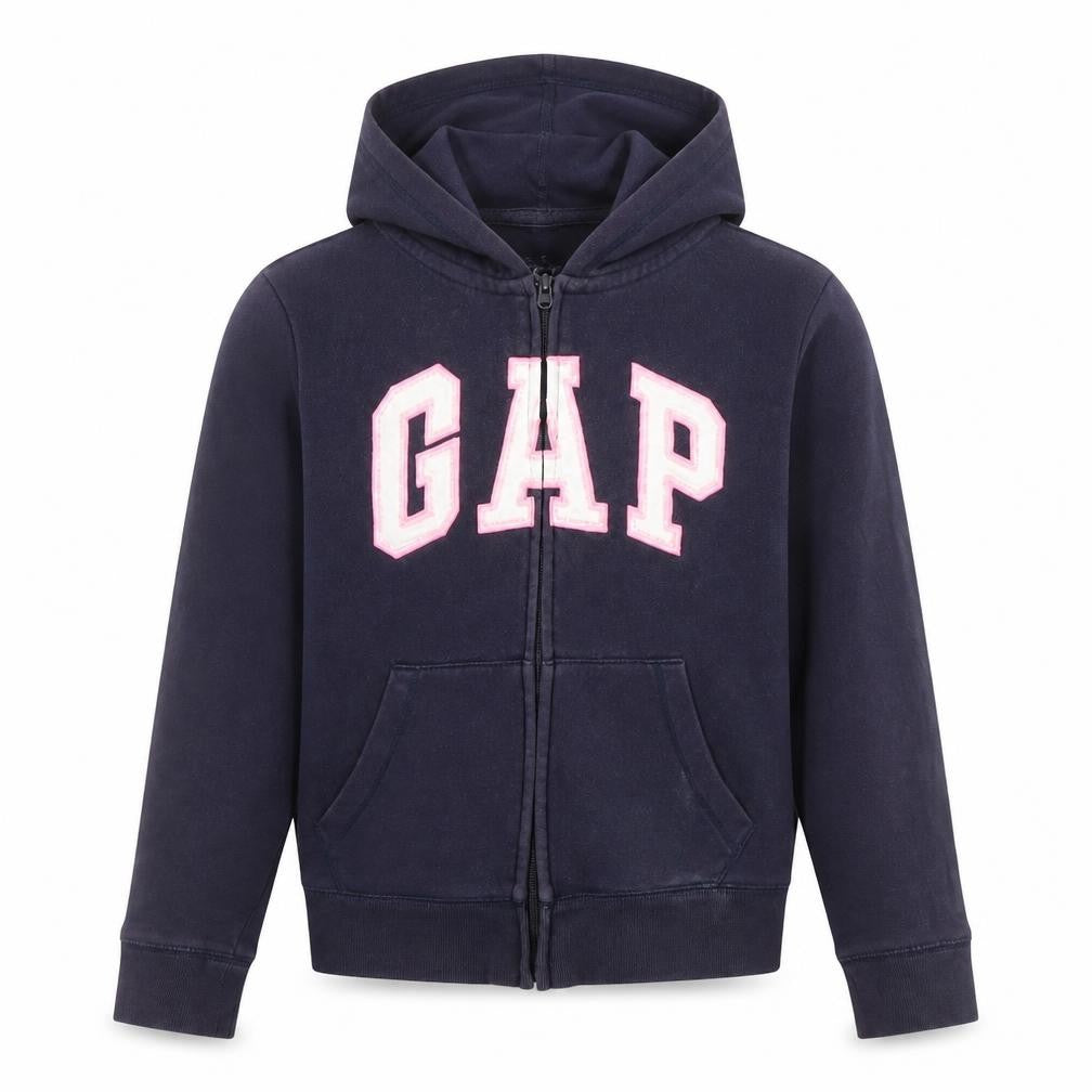 GAP Girls Blue Full Zip Hoodie with Logo, Size 10 Years
